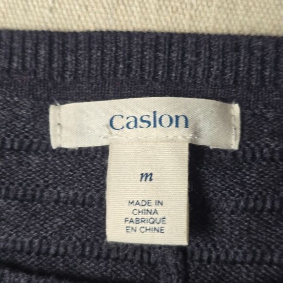 Caslon Women's Medium Charcoal Cotton Knit Stretch Sweater Dress‎ - Picture 3 of 14